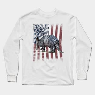 Armadillo US Flag USA America Long Sleeve T-Shirt